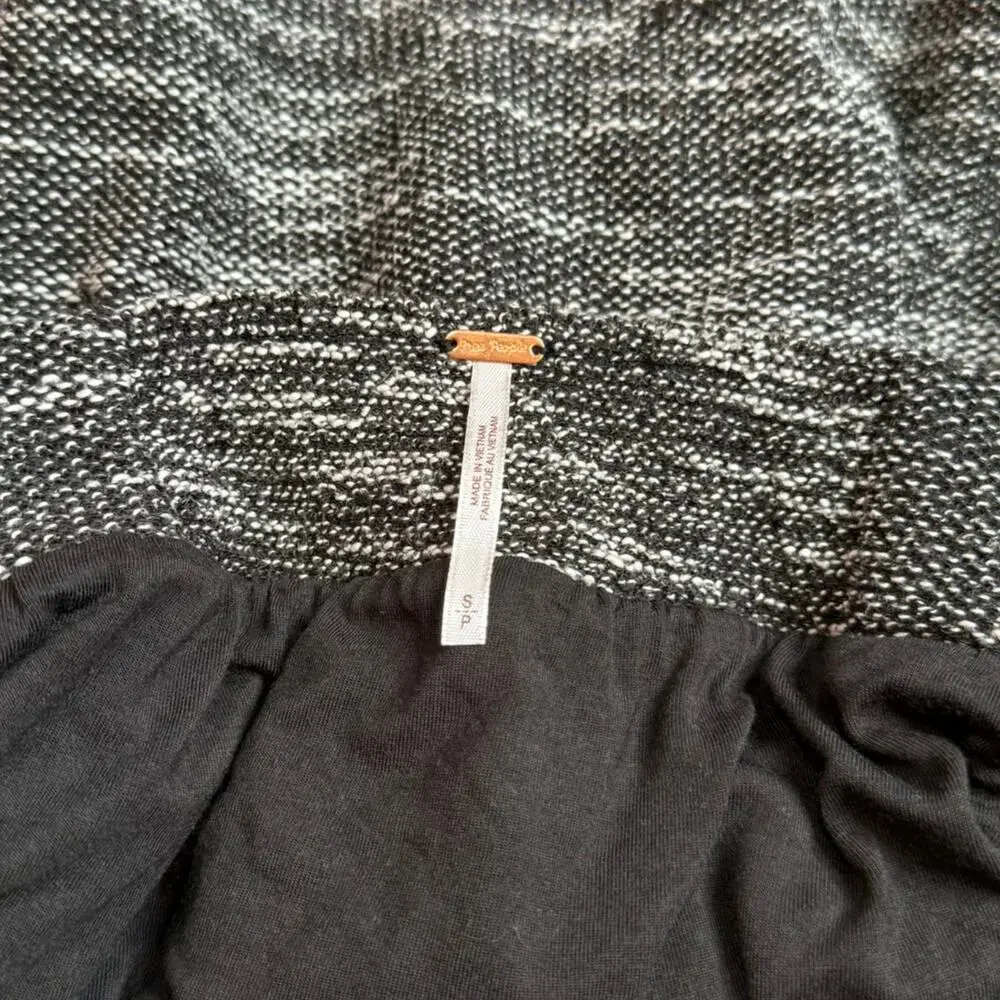 Free People Holly Go Lightly Marled Heather Grey Knit Skater Mini Skirt Small